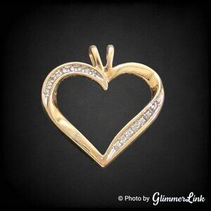 Gold Plated Sterling Silver Heart Pendant with Diamond Accents, SB 925